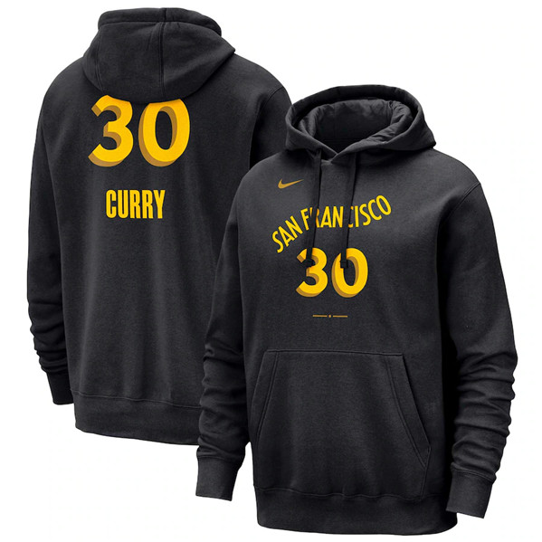 Men's Golden State Warriors #30 Stephen Curry Black 2023/24 City Edition Name & Number Pullover Hoodie